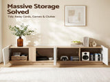 Artiss 180cm TV Unit Storage Cabinet Living Room White & Pine FUR-Z-CT05-TV180-GY-AB