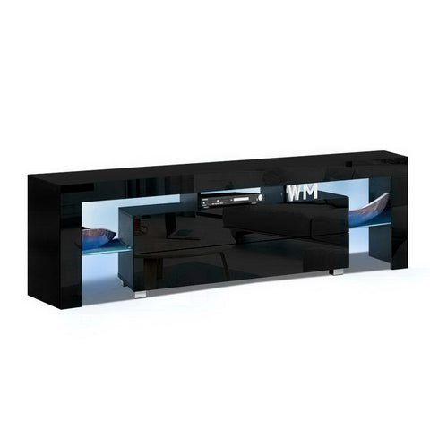 Artiss Entertainment Unit TV Cabinet LED 160cm Black Elo FURNI-L-LED-GS-TV160-BK-AB