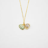 Gift Box - Aroma Necklace 925 Silver, Gold coated - Green Shell Dreamy Lavender V760-GBAJ - 14