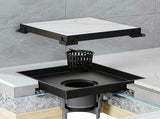 10x10cm Square Shower Drain with Removable Tile Insert Grate Matte Black 304SS, CUPC Certified for V63-955501