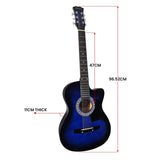 Karrera 38in Cutaway Acoustic Guitar with Carry Bag - Blue Burst CC38-SBU