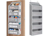 Grey Heavy Duty 5-Tier Over-The-Door Hanging Organizer - Space-Saving Storage with Clear Windows & V888-ELOSUNG32040
