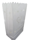 100 Pack White Heart in a Heart Luminary Paper Candle Tea Light Lantern Bags Wedding Garden V382-HNHLUM100