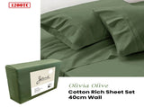 Jane Barrington 1200TC Olivia Cotton Rich Sheet Set 40cm Wall Olive Queen V442-IDC-SHEETS-OLIVIA1200TC-OLIVE-QS