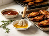 Long Handle BBQ Basting Mop Wooden Grill Brush With 6 Replacement Heads For Outdoor Grilling Cooking V1369-AZ3-W-14892