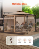 Gazebo Netting Replacement, Fit Most 10 x 12 x 7.3 FT Gazebo, Outdoor Garden Gazebo Net, 4-Panel V952-LTWZDL10FT12CIV6IV0