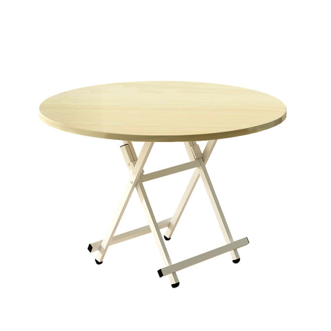 SOGA Maple Grain Dining Table Portable Round Surface Space Saving Folding Desk Home Decor TABLERD721