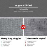 Instahut Shade Sail 3x3x4.3m Triangle 280GSM 98% Grey Shade Cloth SAIL-DL-H-3X3X43-C-GR