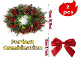Artificial Christmas Wreath with Red Bow V1142-PB601103592600934