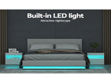 Artiss Bed Frame Queen Size LED Gas Lift White LUMI BFRAME-E-LUMI-Q-WH-ABC