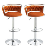 SERENIT Silver Swivel Upholstered Velvet Adjustable Height Counter Stool with Metal Frame Orange V255-GP2311R-ORANGE
