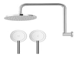Cefito 9'' Rain Overhead Swivel Shower Head with Wall Twin Swivel Bathroom Tap Silver SHOWER-A3-RO-9-SI-TAP-RO