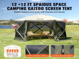 Pop Up Gazebo Tent, Pop-Up Screen Tent 6 Sided Canopy Sun Shelter with 6 Removable Privacy Wind V952-ZPSLTJLS12X1117M6V0