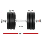 Everfit 35kg Dumbbell Set Weight Plates Dumbbells Lifting Bench FIT-K-DB-SET-35KG