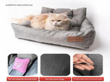 Grey Paw print pattern S Size 40x30cm Car pet bed -Oxford Linen Removable Washable Non-Slip Sofa Bed V888-ELOSUNG53913