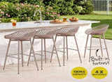 Gardeon 4-Piece Outdoor Bar Stools Plastic Metal Dining Chair Furniture Coffee ODF-BA-CHAIR-PP-CO-4X