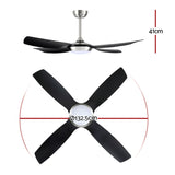 Devanti 52'' Ceiling Fan DC Motor w/Light w/Remote Black CF-B-52-2049-BKSI