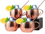 Moscow Mule Mugs of 4 18-oz Pure Plating Stainless Steel Drinking Cup with 4 Cocktail V1259-DP01-A-3775
