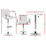 Artiss Bar Table and Stools Set Dining Desk Kitchen Chairs Cafe Pub BA-TAB-CHR-GASLIFT-WH