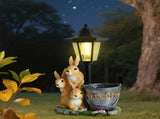 Solar Simulation Rabbit Ornament, charges by day and lights up automatically at night, three rabbits V1232-TZHPD-001