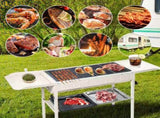 Portable Large Barbecue Charcoal Grill Stove Foldable Kebab Stainless Steel BBQ Grill With 2 Grill V985-PATIOBBQGRILL