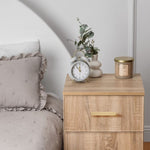 PORTO BEDSIDE TABLE - NATURAL OAK - SLIM - OVAL BRASS V164-ECS13STB05G