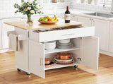 Artiss Kitchen Island Trolley Rolling Serving Cart Storage Drawer Cabinet 90cm White FUR-S-KI-FLD90-WH-AB
