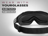OutdoorMaster OTG Ski Goggles - Over Glasses Ski/Snowboard Goggles for Men, Women & Youth - 100% UV XFOM-OM5-BLBL