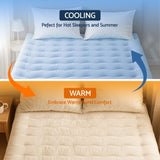 Giselle Bedding Pillowtop Mattress Topper 5cm Reversible Cooling & Soft Coral Fleece Pad for Back TOPPER-DS-Q