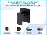 Single Square Shower Bath Mixer Tap Bathroom WATERMARK Approved in Black V63-847961