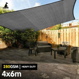 Wallaroo 280GSM Outdoor Sun Shade Sail Canopy Grey - 4m x 6m GYSS-280-4X6