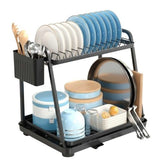 CARLA HOME 2-Tier Dish Drying Rack for Kitchen Countertop with Drainage Tray, Utensil Holder, LSB-36325