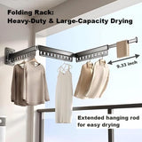 Wall-Mounted Folding Drying Rack with Windproof Holes & Retractable Rod for Balcony, Bathroom & V1107-CS-MDKZDLYJH