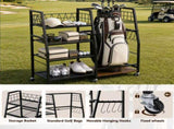 Everfit Golf Bag Storage Rack Golf Organizer Hold 1 Bags 4 Shelves GSR-A-1T-BK