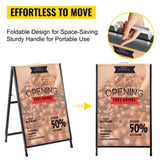 A-Frame Sidewalk Sign 24"x36" Sidewalk Signs for Businesses Black Coated Steel Metal A-Frame Sign V952-ZSJCRSTHBJ2436YC1V0