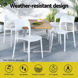 Gardeon 4PC Outdoor Dining Chairs Stackable PP Patio Chair Garden Furniture White ODF-CHAIR-PPTX14-WH-4X