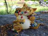 Cat Figurine Exquisite Details Texture Bright Colors Durable Resin Yellow Cat Statue for Garden V1294-YM0703-3111230019211