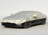 Half Car Cover Sedan with Green Reflective Strip,All Weather Car Body Cover for Sun, Rain, Dust V1189-LC-QPA-008