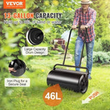 Lawn Roller, 13 Gallon 24Inch Sand/Water Filled Yard Roller, Steel Sod Roller with Easy-turn Plug V952-TSCPGL13JL24TUFI8V0