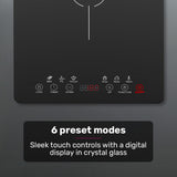 EUROCHEF Induction Benchtop Cooktop, 2000W, 9 Heat Levels, Fast Electric Portable Cooker, Touch V219-COKICTEC20PA