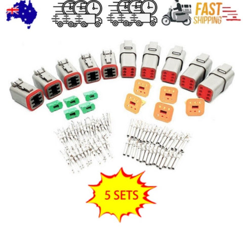 5 Set Deutsch DT 6 Way Pin Male/Female Kit Electrical Connector Plug Waterproof V201-DT4606P5SETA