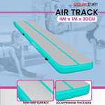 Powertrain 4m x 1m Air Track Inflatable Gymnastics Mat - Green IFM-XBO-004-GN