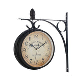 Vintage Double Sided Wall Clock Wall-Mounted 7-inch Retro Train Station Clock Classic Wrought Iron V1370-AZ4-05882