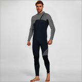 Men's 3mm Full Wetsuit for Surfing Diving & Cold Water Swimming Front-Zip Neoprene Suit with UV V1107-CS-NSQSFHS-L