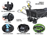 Foldable Camping Wagon 150L Portable Hand Trolley with All-Terrain Wheels and Tailgate For Outdoor V985-UTILITYWAGON
