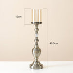 SOGA 49.5cm Glass Candlestick Candle Holder Stand Pillar Glass/Iron Metal CANDLESTICK222