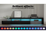Artiss Entertainment Unit TV Cabinet LED 215cm Black Caya FURNI-Q-LED-TV215-BK-AB