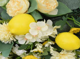 Spring Lemon Wreath Artificial Lemon Teardrop Wreath with Peony Flowers Green Leaves Decorative V1294-YM0523-220323TW02-2