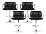 Artiss 4x Bar Stools Leather Gas Lift w/Armrest Black BA-K-1055A-BKX4