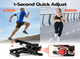 Everfit Mini Stepper with Resistance Rope Aerobic for Exercise Compact Home Workout Black STEPPER-YG-RD-BK